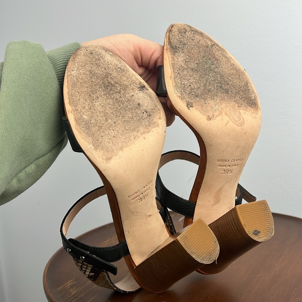 Club Monaco size 39.5 leather strappy slingback heeled sandal - Picture 9 of 11